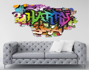 Custom Graffiti Name Wall Decal: Personalized Art, Kids Room Decor