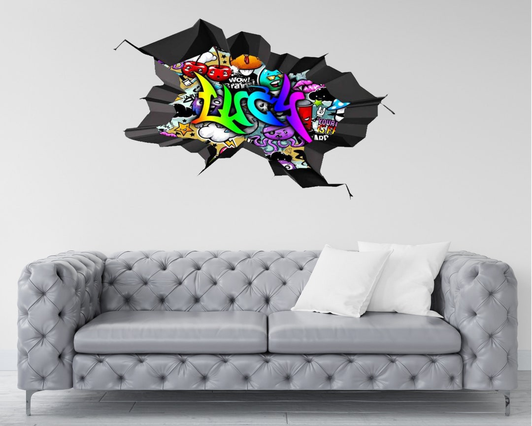 PERSONALIZED WALL DECAL, Custom Name Graffiti Decal, Vinyl Sticker, 3D ...