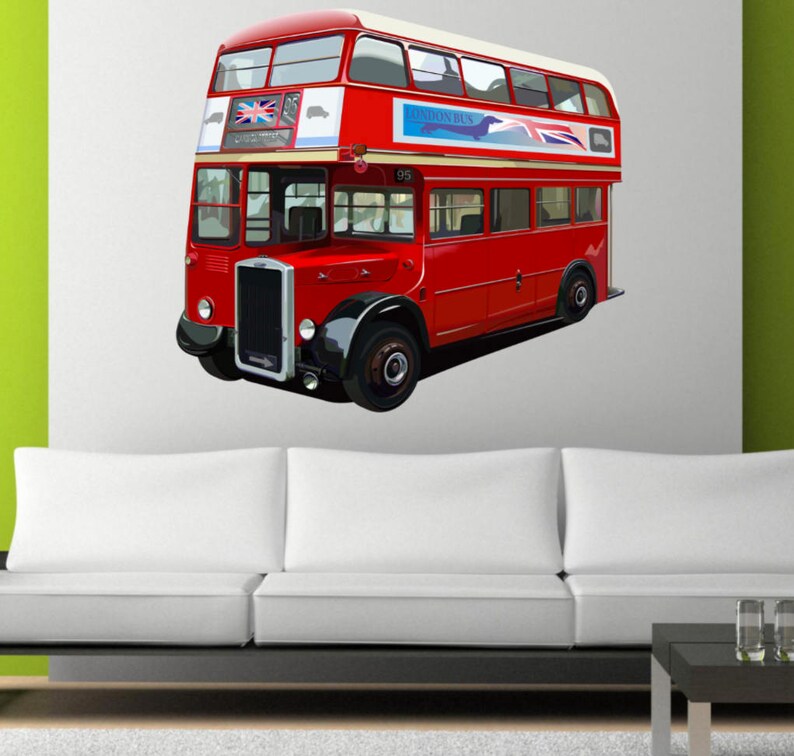 LONDON BUS DECAL Uk Transport Mural Red Bus Wall Decal 2 Etsy