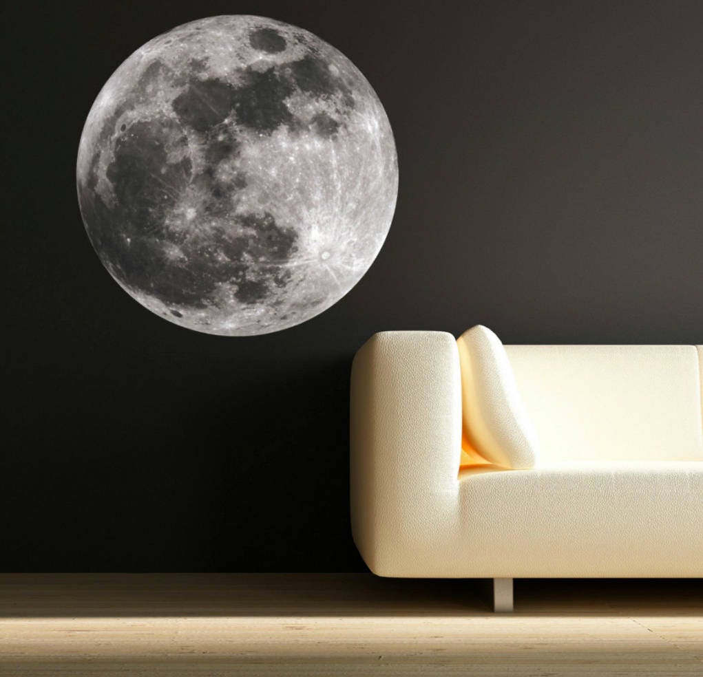 EXTSUD Full Moon Wall Sticker Fantastic Moon Mural Wall Stickers Home Decoration Bedroom Living Room Ideal Gift for Christmas Holidays Birthday Party 