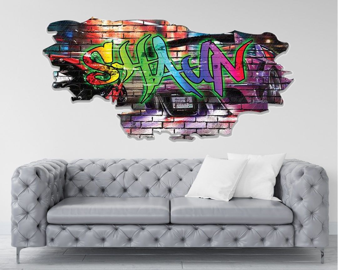 GRAFFITI NAME DECAL, Wall Decor, Personalized Wall Decal, Graffiti Wall