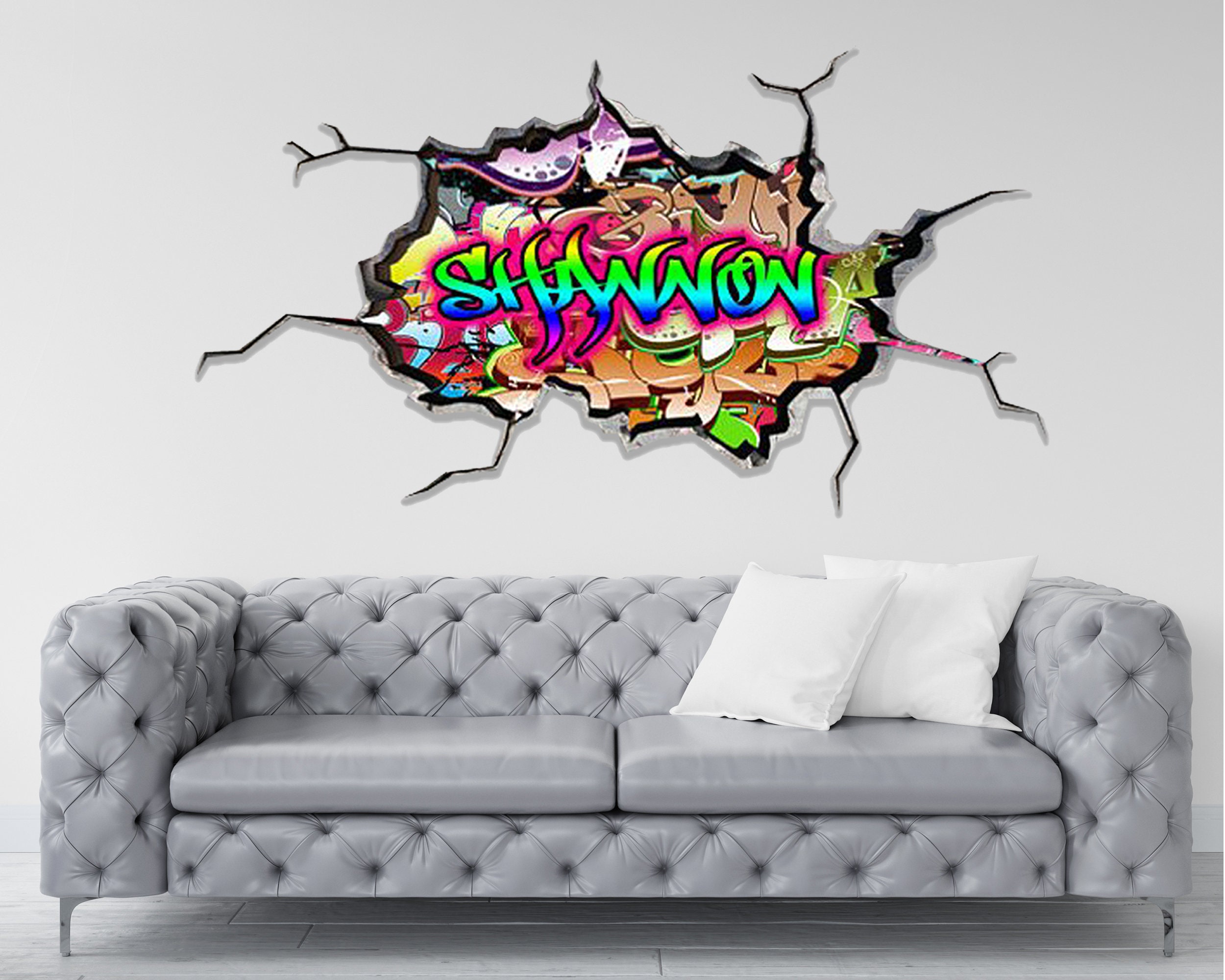 GRAFFITI WALL DECOR Personalized Name Decal, My Sticky Art, Gift for Kids,  Custom Name Wall Sticker, Unique Home Decor, Custom Art Gift 