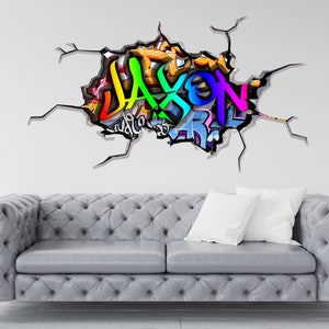 Graffiti Wall Decor - Custom Art Decal, Personalized Name Sticker, My Sticky Wall Gift for Kids, Custom Name Wall Art
