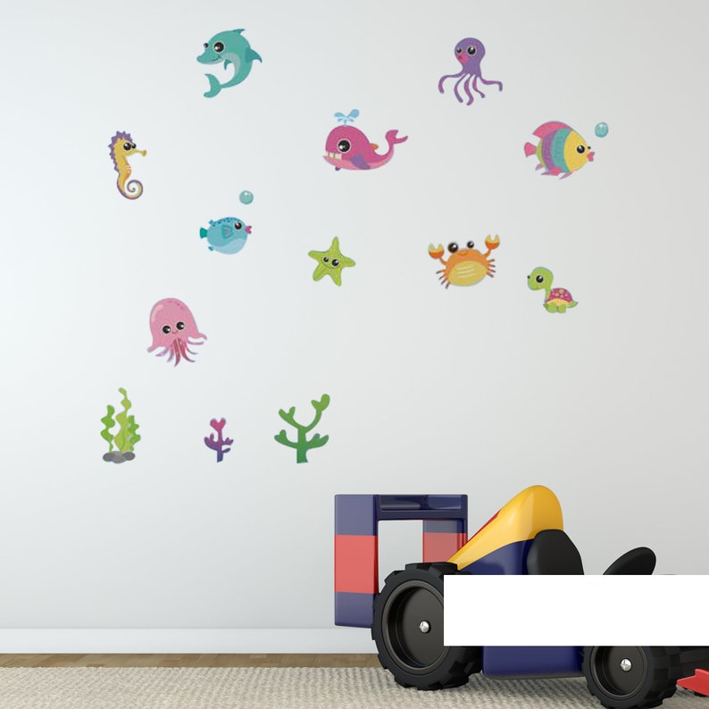CREATURES WALL DECAL Nursery Sea Decal Sea Life Wall Decal Etsy