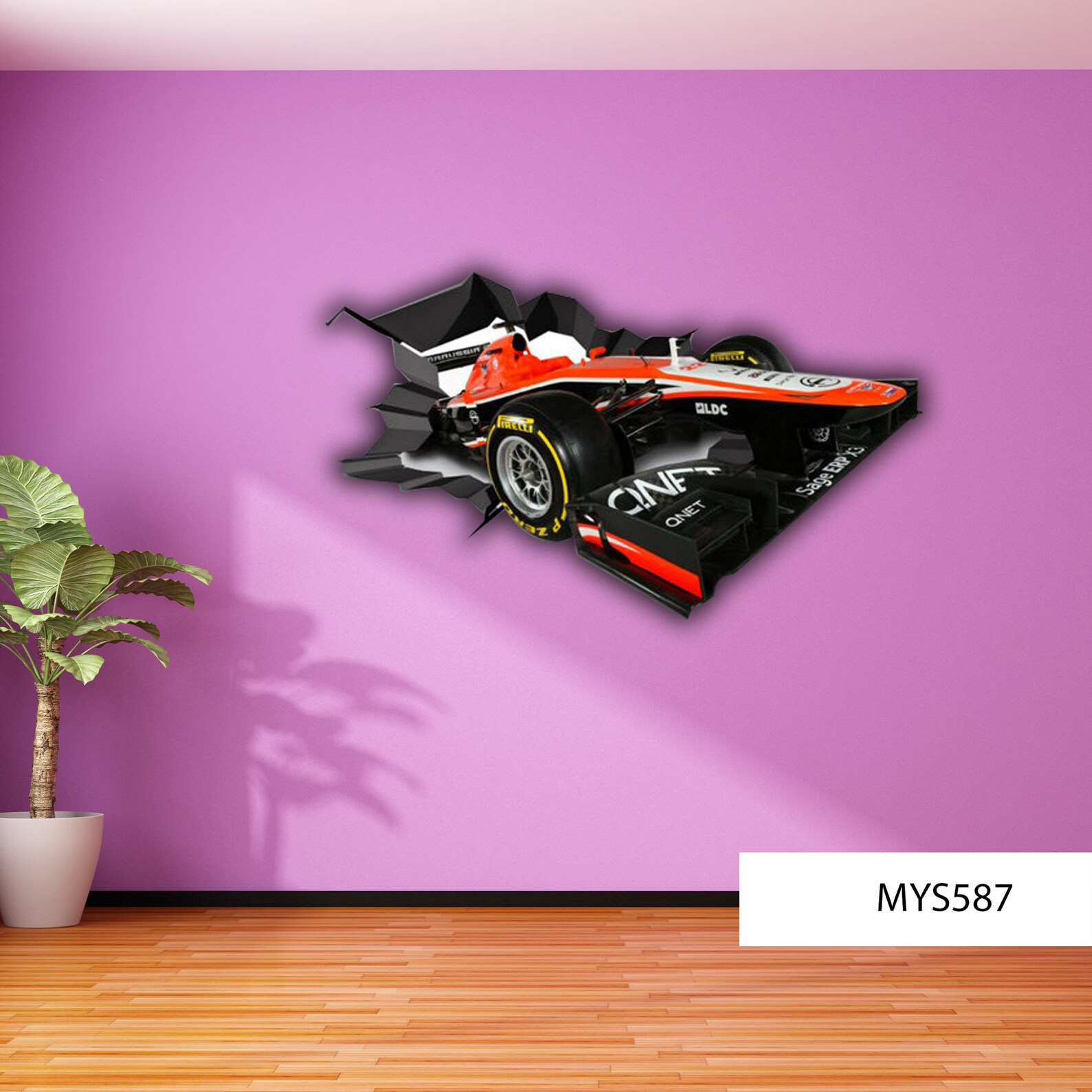 RACING CAR DECAL 3D Wall Stickers Cracked Wall Decal - Etsy