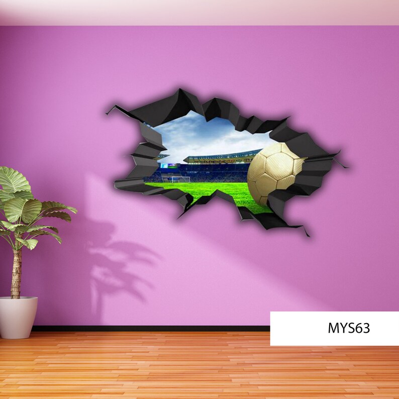 3D Football Stadium Wall Decal Cracked Full Colour Wall Art Etsy