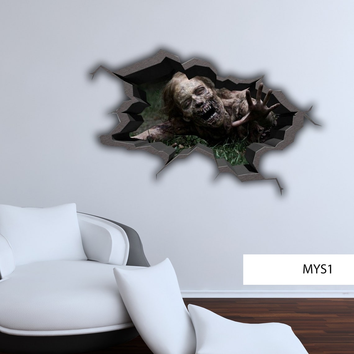 ZOMBIE WALL DECAL Halloween Wall Sticker 3D Halloween Etsy