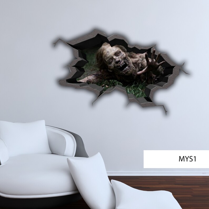 ZOMBIE WALL DECAL Halloween Wall Sticker 3D Halloween Etsy