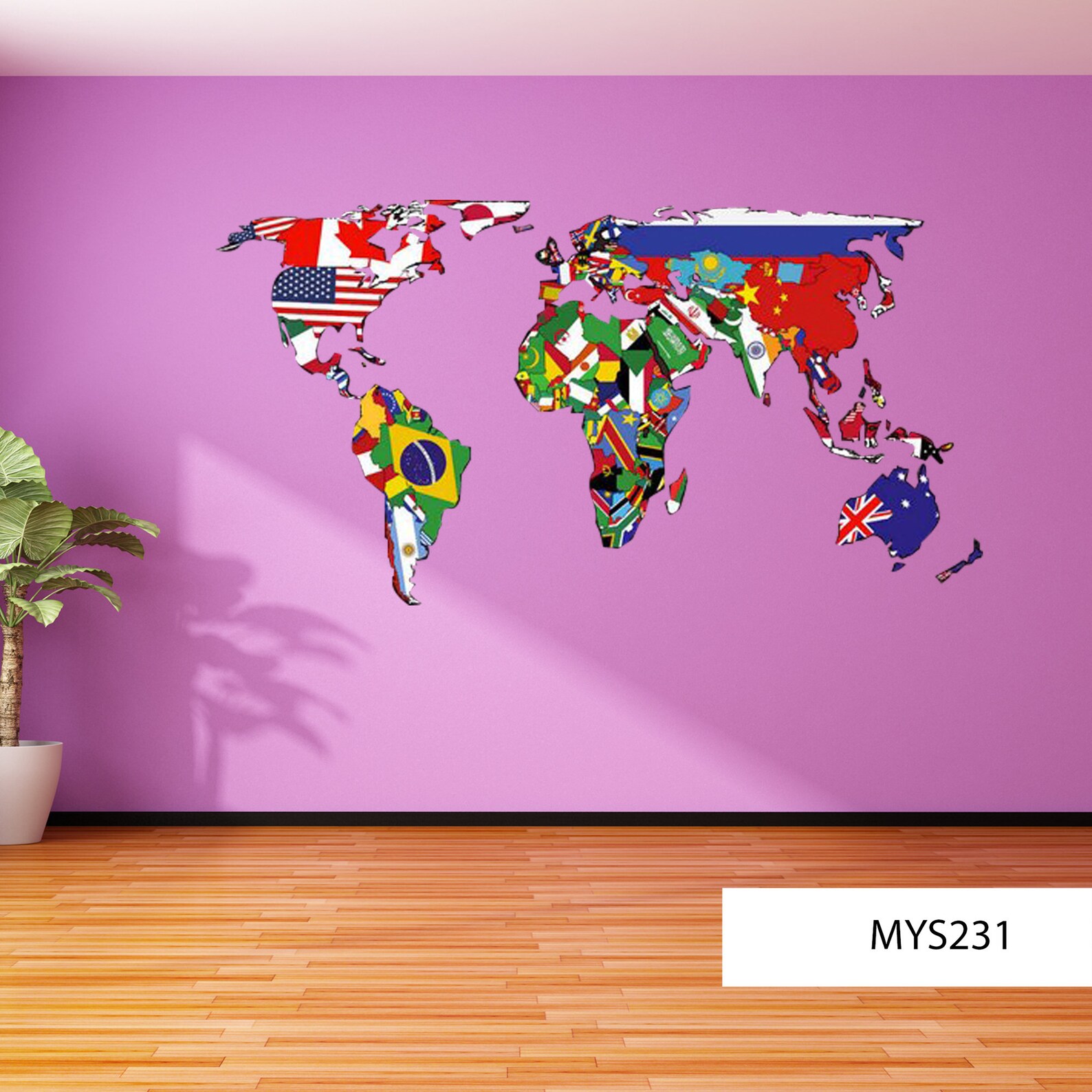 WORLD MAP MURAL Map Vinyl Decal World Map Decal Office Wall Etsy