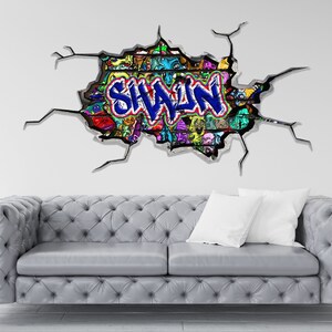 GRAFFITI WALL DECOR, Custom Art Decal, Personazlied Name Wall Decal, My Sticky Wall Decal, Gift For Kids, Custom Name Wall Sticker