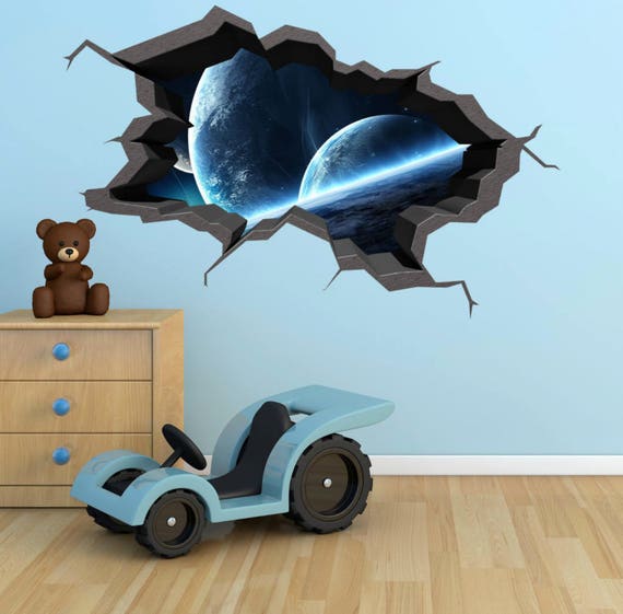 Space Planet Galaxy Moon Cracked Wall Sticker Stars Mural Decal Graphic WSDFC82 Space Planet Galaxy Moon Cracked Wall Sticker Stars Mural Decal Graphic WSDFC82