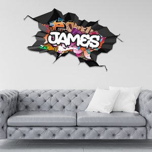 Personalized Graffiti Wall Art Decal, 3D Wall Sticker, Removable Kids Room Decor, Peel and Stick Vinyl Decal, Custom Wall Art, Wall Decor