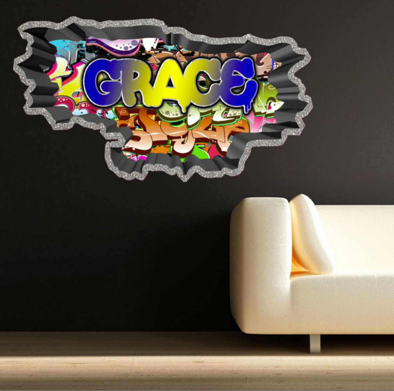 Custom Graffiti Wall Decals Name Personalized Kids Rooms Etsy