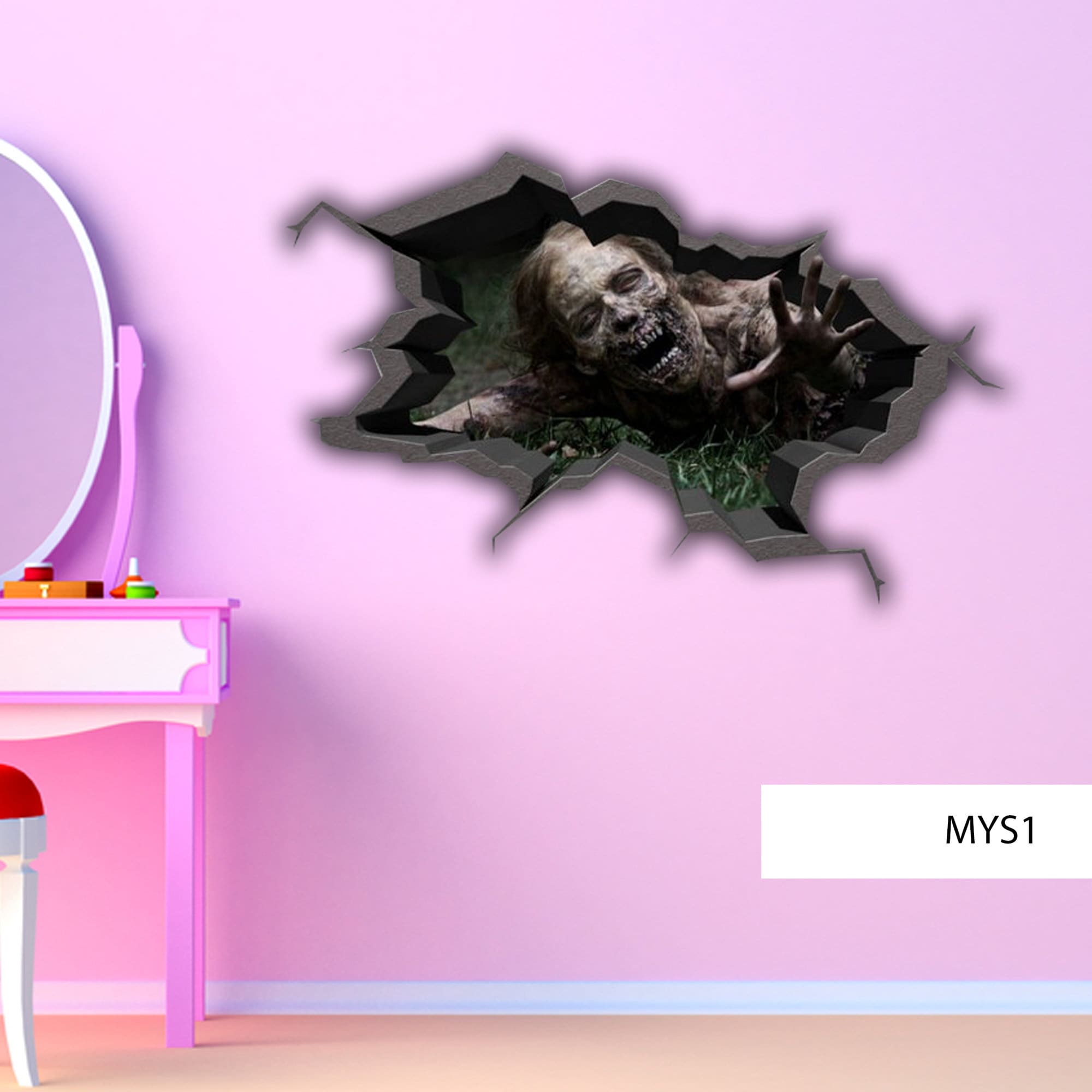 ZOMBIE WALL DECAL Halloween Wall Sticker 3D Halloween Etsy