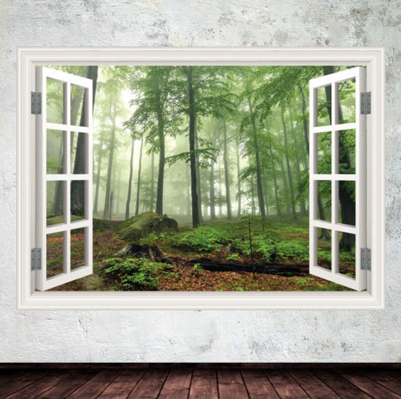 FOREST WINDOW DECAL Nature Wall Decal Mural Wall Decal Etsy