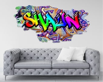 Calcomanía de pared de grafiti personalizada: decoración para habitación juvenil estilo Nueva York