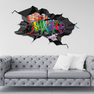 CUSTOM WALL MURAL, Graffiti Wall Decal, Vinyl Wall Stickers, Name Wall Decal, Home Decor Art, Personalized Sticker, Graffiti Wall Art