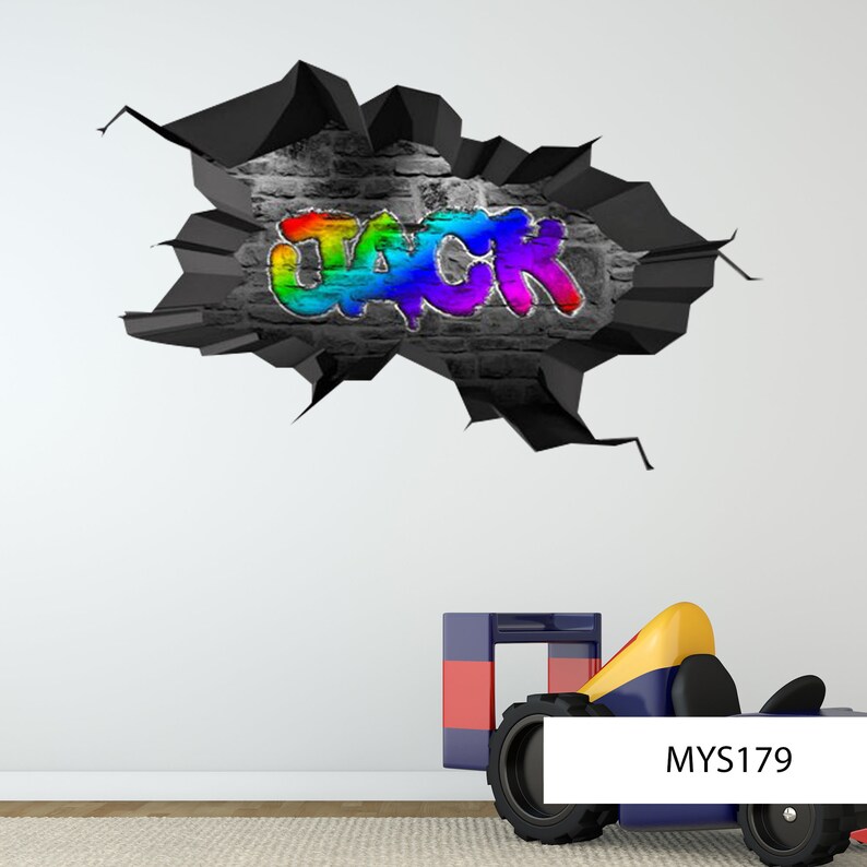 WALL DECALS STICKER Cracked Hole Mural My Sticky Wall Decal Etsy