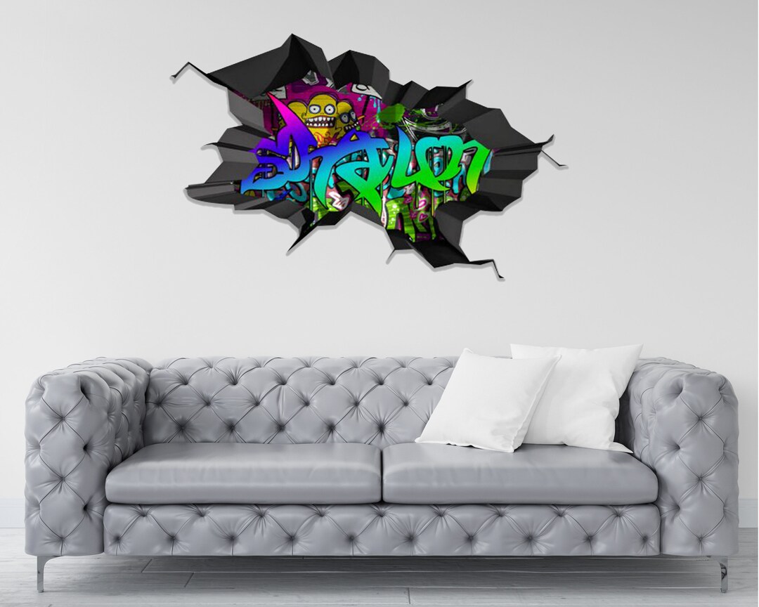Custom Graffiti Name Wall Decor, Personalized Name Sticker, Wall Art Decal, Kids Room Name Wall