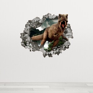 T-Rex Dinosaur Wall Decal, Kids 3D Wall Mural, Dinosaur Wall Art, Dino Wall Sticker, Jurassic World Theme, Nursery Decoration, Vinyl Decal