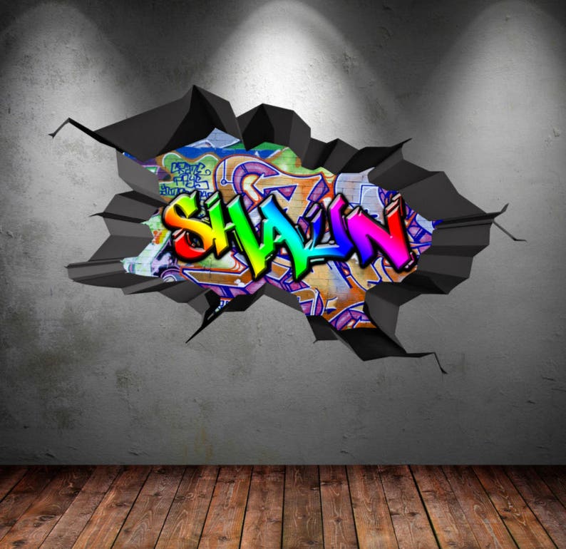 personalized / customized name graffiti wall decals stickers | etsy