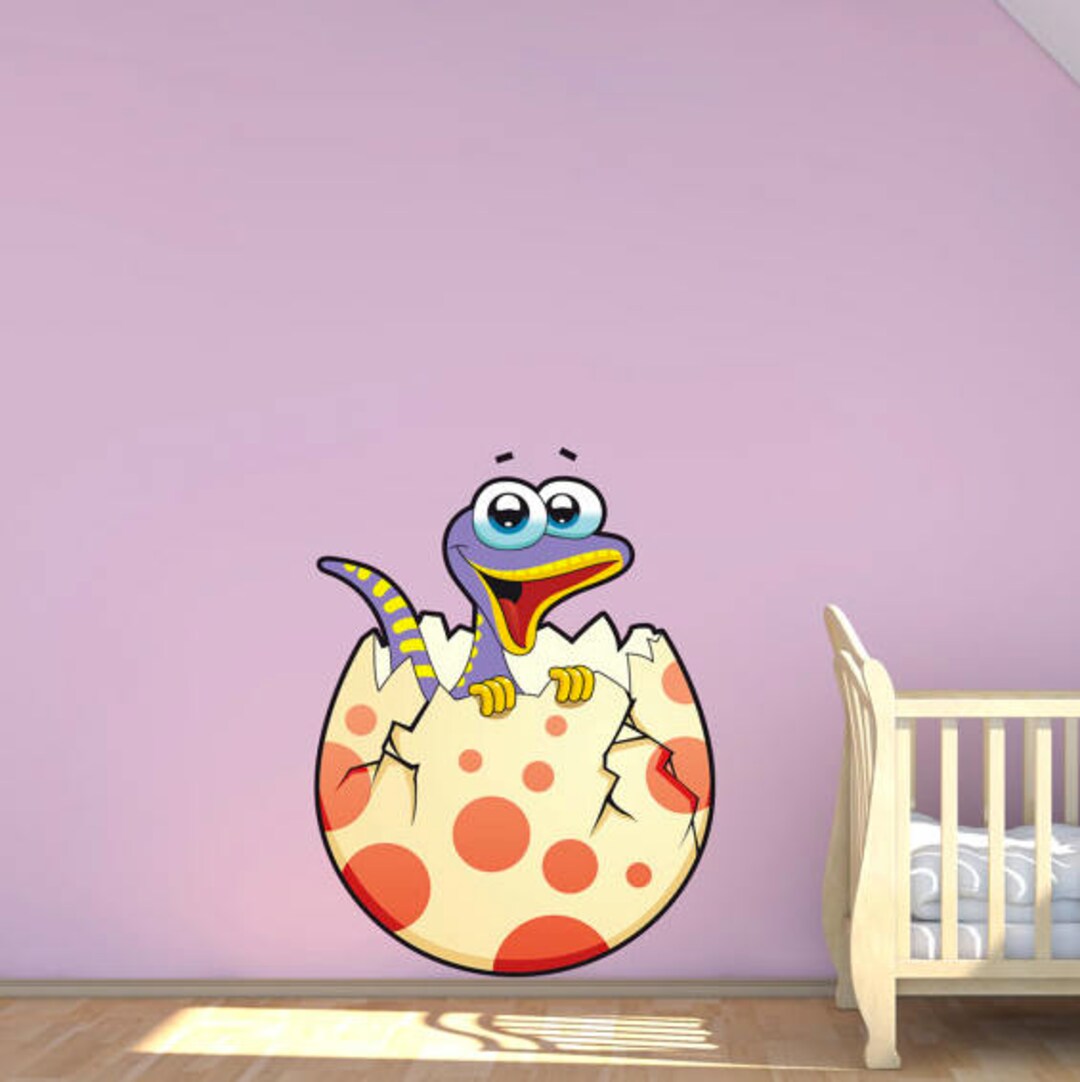 BABY DINOSAUR DECAL Cartoon Wall Decal Dinosaur Wall Decal Etsy