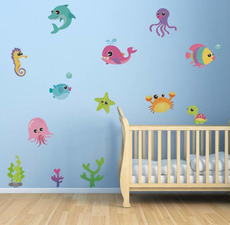 CREATURES WALL DECAL Nursery Sea Decal Sea Life Wall Decal Etsy