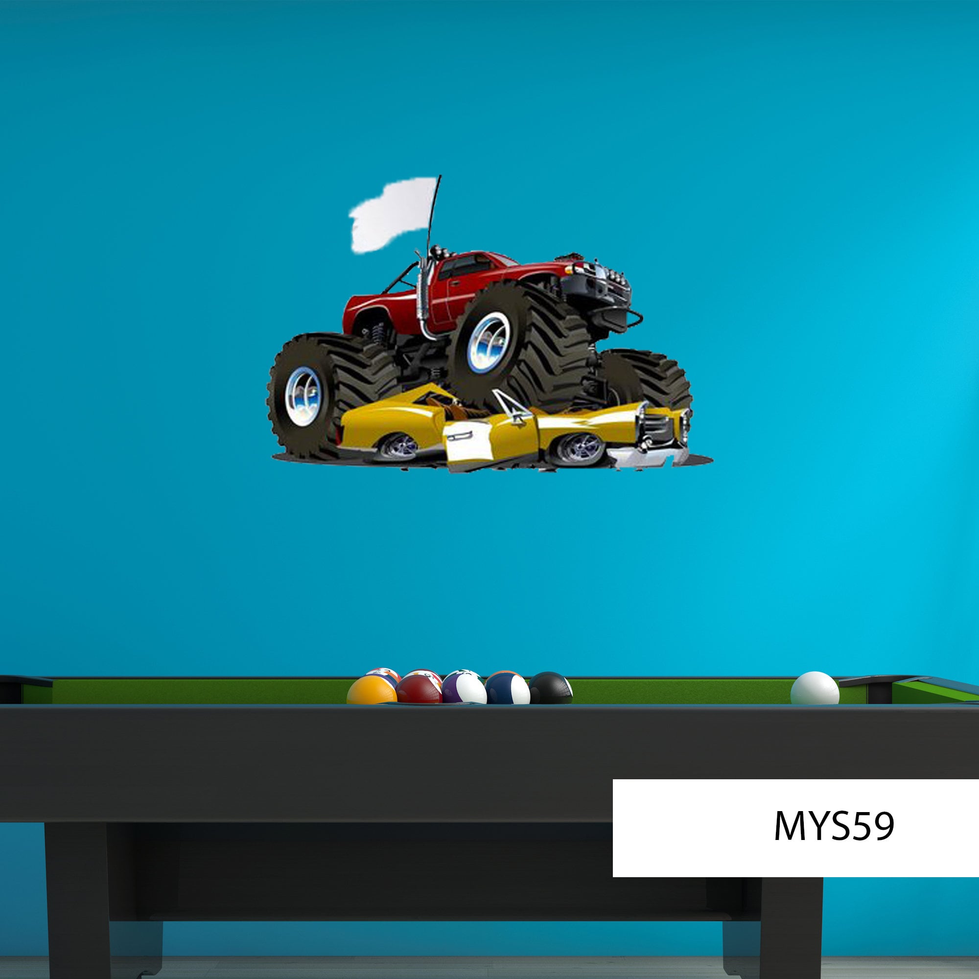 Full Colour Monster Truck Wall Decal Car Wall Art Sticker Etsy