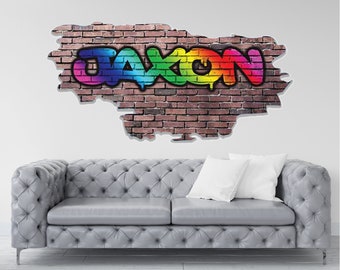 PERSONALIZED WALL DECAL, Custom Name Graffiti Decal, Vinyl Sticker, 3D Kids Room Art Decor, Wall Mural, Removable Wall Decoration