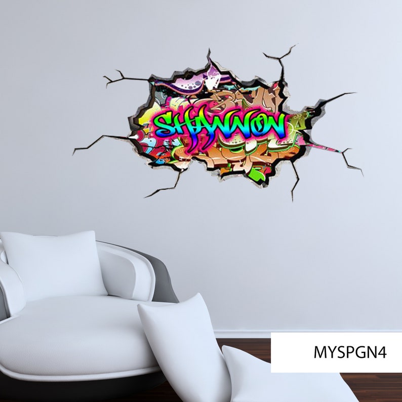 GRAFFITI WALL ART Cracked Hole Mural Vinyl Wall Stickers Etsy