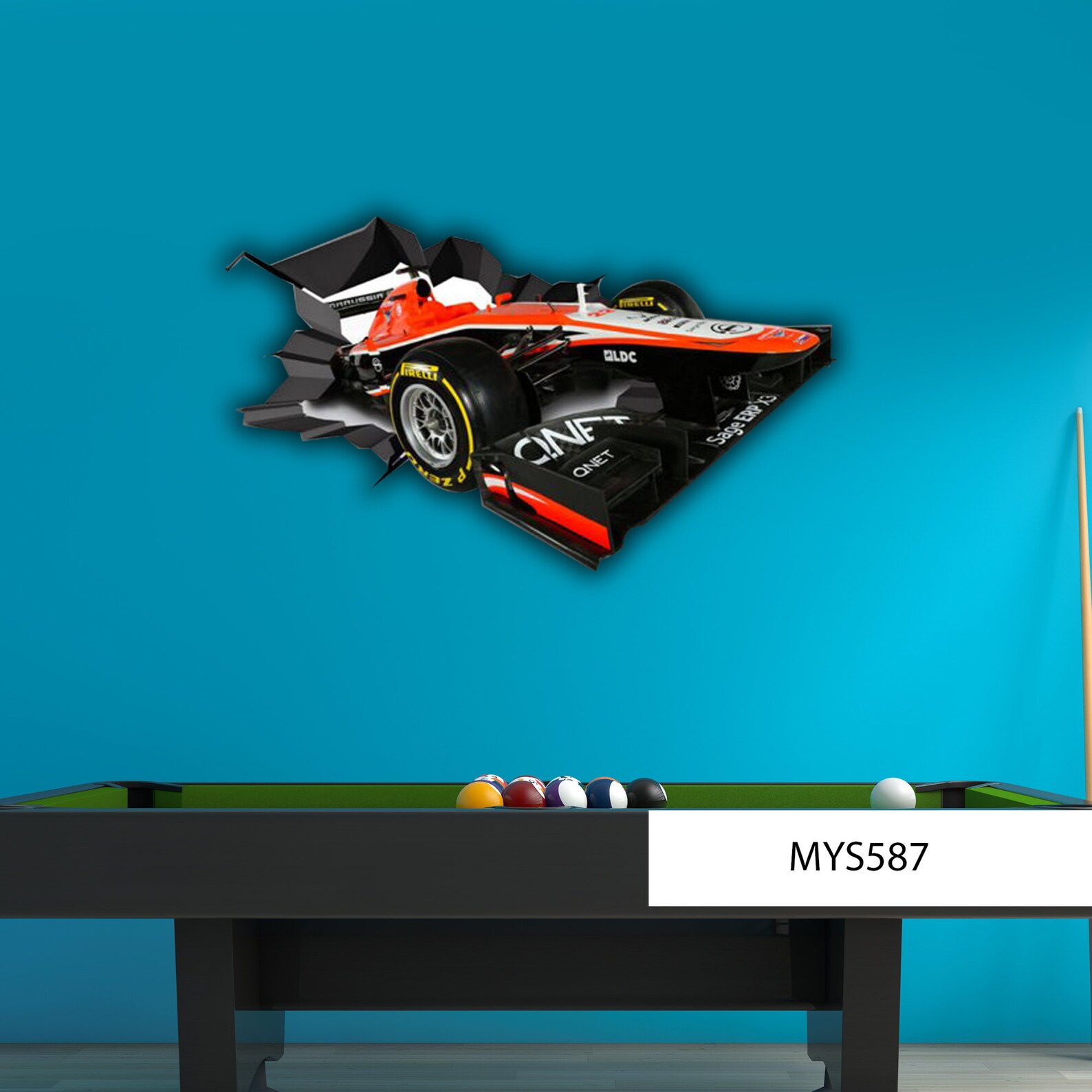 RACING CAR DECAL 3D Wall Stickers Cracked Wall Decal - Etsy