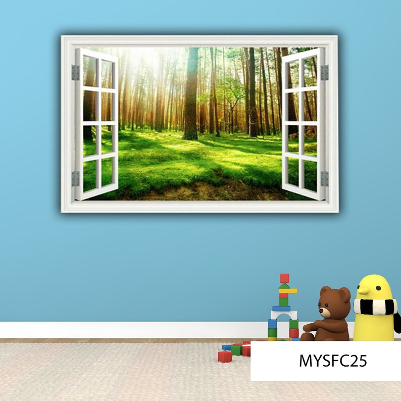 WINDOW WALL DECAL Frame Wall Decal Tree Wall Decal Greenery Etsy