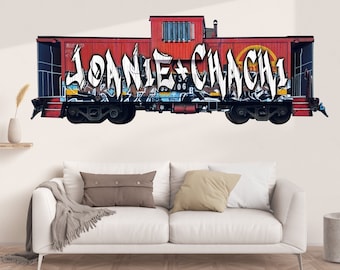 Calcomanía de pared con nombre de grafiti de tren personalizado: decoración infantil personalizada