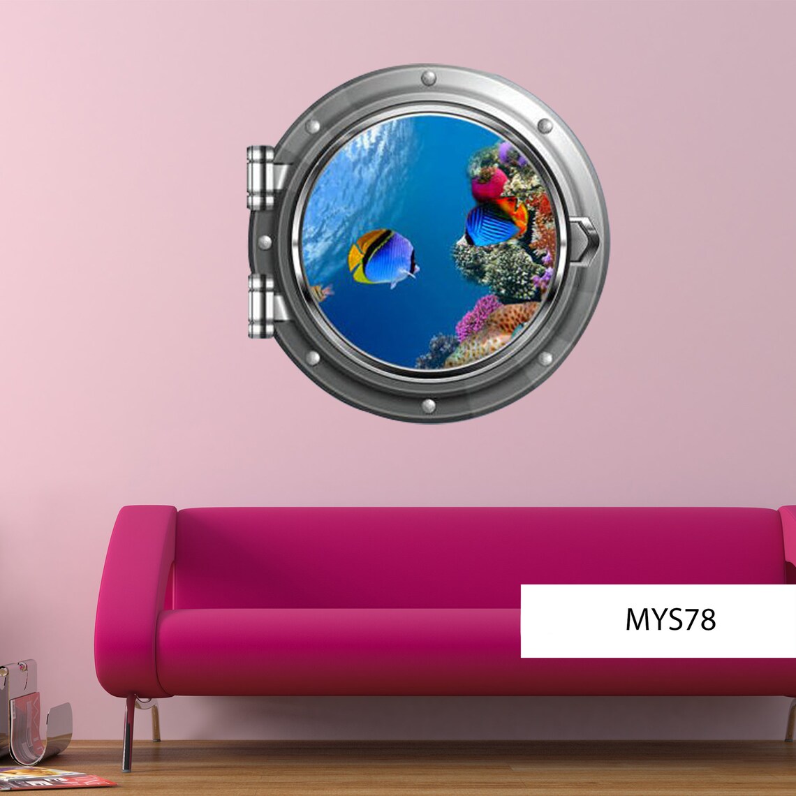 Porthole Decal Tropical Fish Sticker Aquarium Wall Paper Etsy