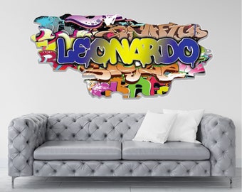 Personalized Graffiti Name Wall Decal - Custom Hip Hop Vinyl Sticker - Removable Kids Room Decor - Peel and Stick Wall Mural - Unique Gift