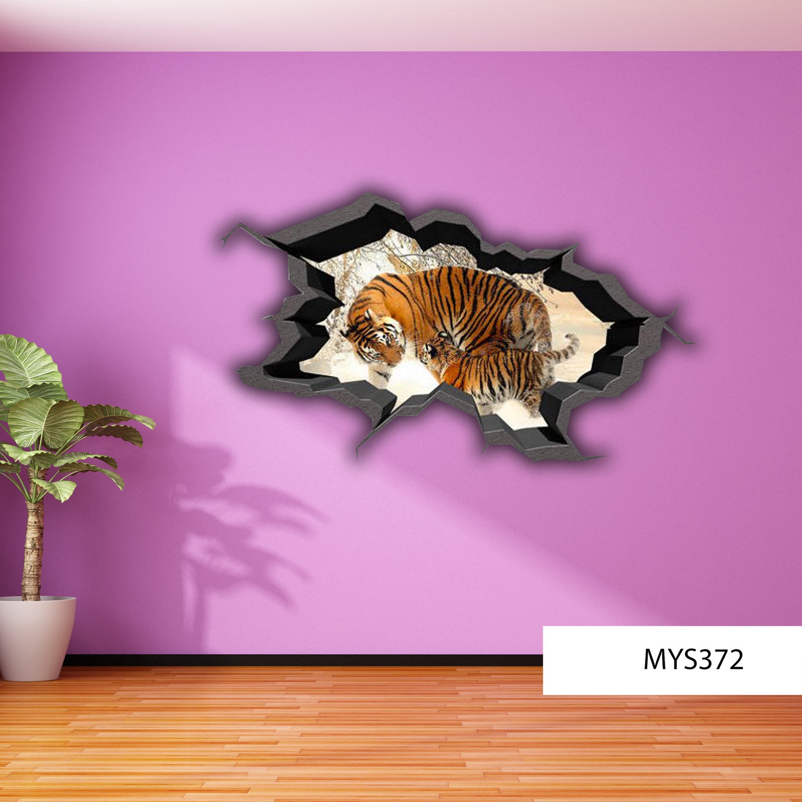 3D TIGER DECAL Awesome Wall Mural 3D Wall Decor Wall Etsy