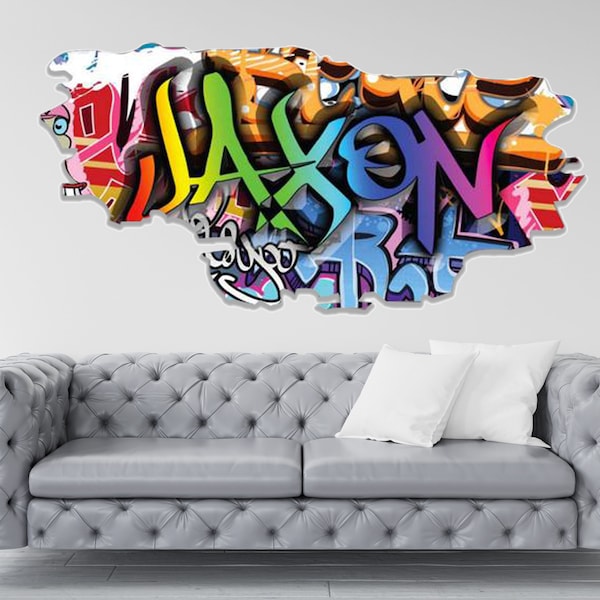 Custom Graffiti Name Wall Decal, Personalized Room Decor, Hip Hop Vinyl Sticker, Removable Wall Mural, Gift for Kids, 3D Wall Art
