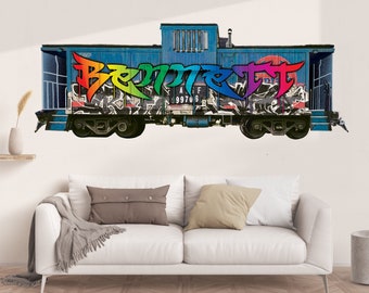 Calcomanía de pared personalizada con grafiti de ferrocarril: decoración para habitación infantil