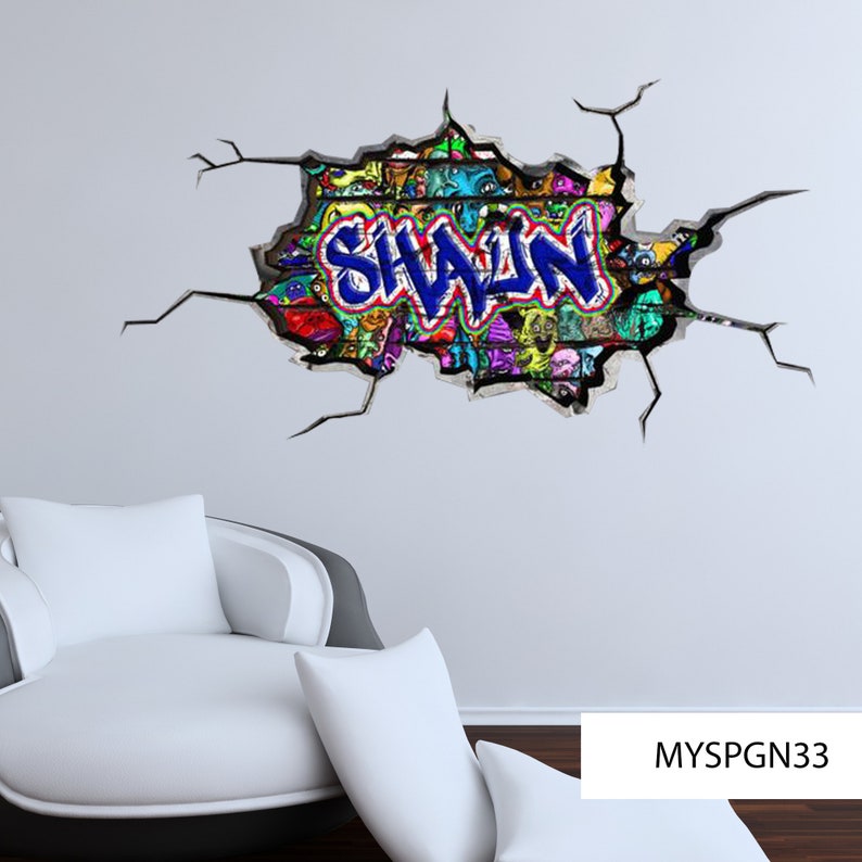 BRICK CRACKED DECAL Custom Name Decal Vinyl Wall Stickers Etsy
