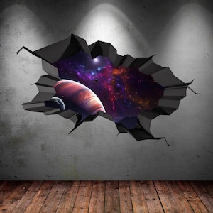 Details about   3D Space Cat Earth H126 Wall Sticker Mural Decals Vincent on show original title 