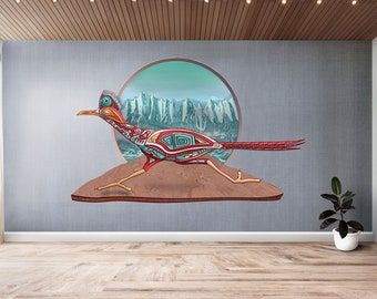 Calcomanía de vinilo extraíble para pared con diseño de correcaminos nativo americano, para despegar y pegar, para decoración de habitación de niños