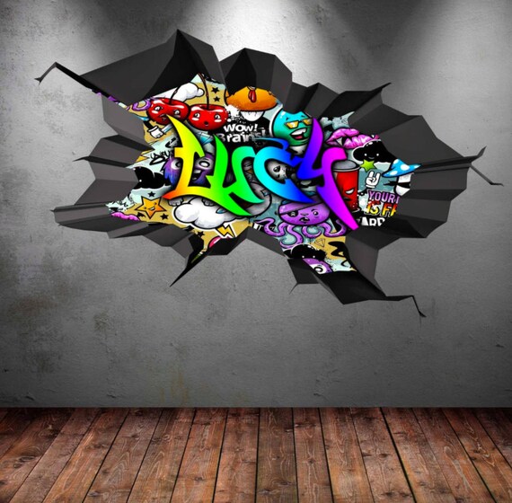 PERSONALIZED WALL DECAL Custom Name Graffiti Decal Vinyl Etsy