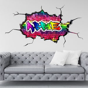 GRAFFITI WALL ART - Personalized Name Decal, Custom Art Sticker, Gift for Kids, Room Decor, Unique Custom Name Graffiti Design