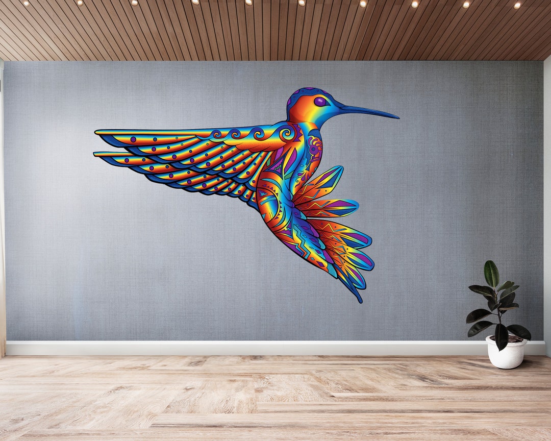 Stunning Rainbow Hummingbird Wall Decal Peelandstick Decor, Perfect