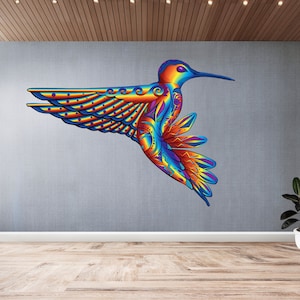 Stunning Rainbow Hummingbird Wall Decal - Peel-and-Stick Decor, Perfect for Homes & Spaces Seeking Nature's Vibrancy, Bird Stickers