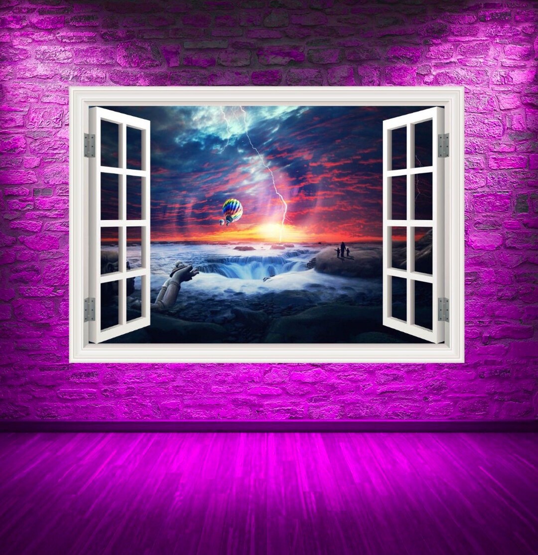 SEA WALL DECAL Storm Wall Decal Window Frame Mural Unique Etsy