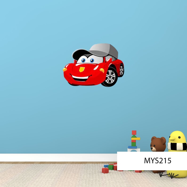 RACING CAR STICKER Cartoon Car Mural Graphic Wall Decal Etsy