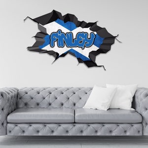 Scotland Flag Graffiti Wall Decal, Custom Name Art Decal, Personalized Name Wall Decal, Gift For Kids, Custom Name Wall Sticker