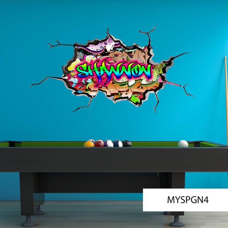 GRAFFITI WALL ART Cracked Hole Mural Vinyl Wall Stickers Etsy