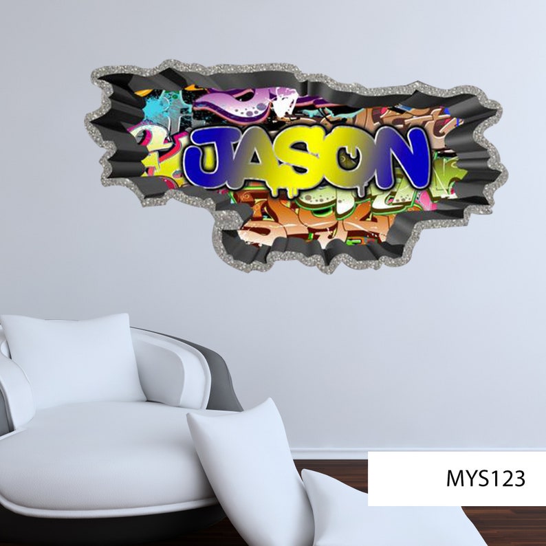 GRAFFITI WALL DECAL Feature Wall Art Custom Name Decal Etsy